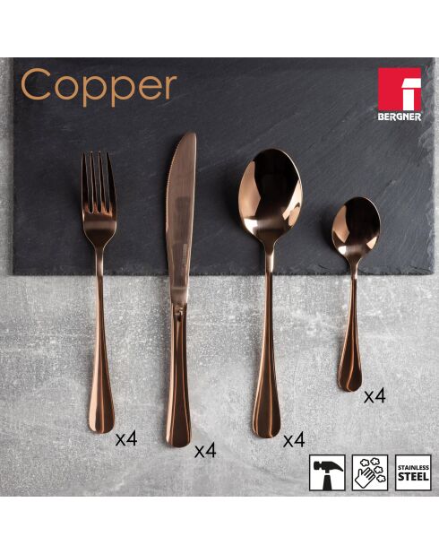 Lot de 16 Pièces de couverts cuivre