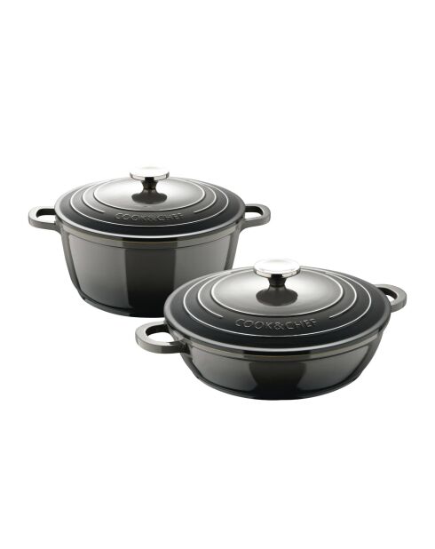 Set van 2 grijze stoofpotten