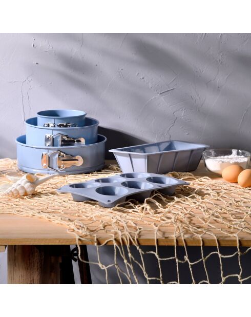 Set mit 3 blauen runden Kuchenformen von Noia San Ignacio