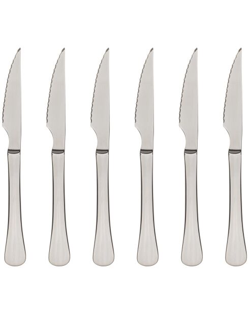 Lot de 6 Couteaux à steak argentés - D. 23 cm