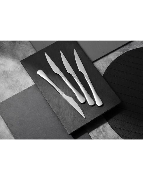 Lot de 6 Couteaux à steak argentés - D. 23 cm