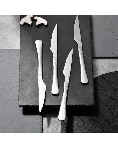 Lot de 6 Couteaux à steak argentés - D. 23 cm