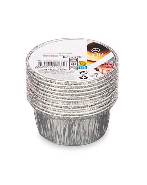 Set mit 10 verchromten Tortenformen