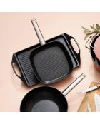 MasterPro schwarze Induktionsgrillplatte - D. 34x26 cm