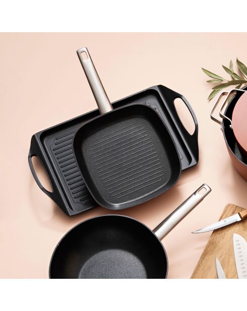 MasterPro schwarze Induktionsgrillplatte - D. 34x26 cm