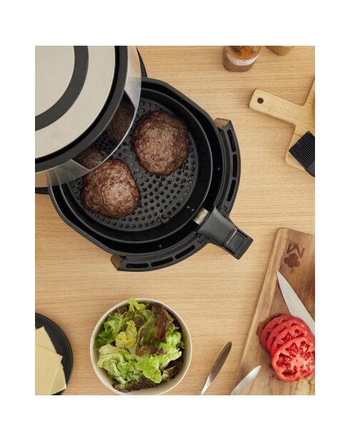 Lot de Friteuse à air Rocket sans huile et 1500 W 3,6 L noire /argentée