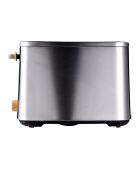 Broodrooster van 800 W met 2 sneetjes, 7 bruiningsgraden en uitneembare zilver/zwart/bruine bakplaat