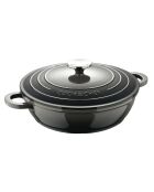 Grijze lage pot van 2,3 liter met deksel - D. 24 x 6,5 cm