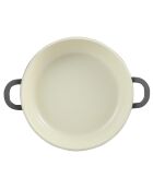 Grijze lage pot van 2,3 liter met deksel - D. 24 x 6,5 cm