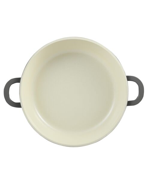 Grijze lage pot van 2,3 liter met deksel - D. 24 x 6,5 cm