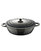 Grijze lage pot van 2,3 liter met deksel - D. 24 x 6,5 cm