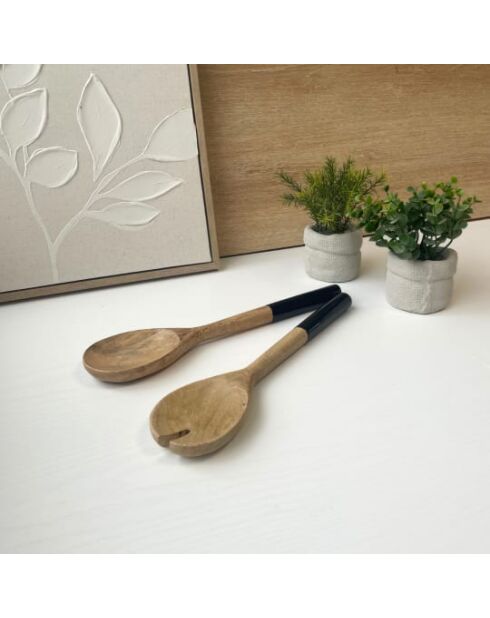 Couvert à salade Black en bois de manguier noir - 30,5×7,5 cm