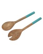 Couverts à salade Sea en bois de manguier bleu - 30,5×7,5 cm