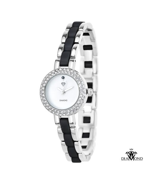 Elegante reloj Cassandra decorado con un diamante negro auténtico