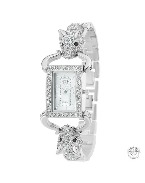 Elegante orologio decorato con scintillanti cristalli argentati