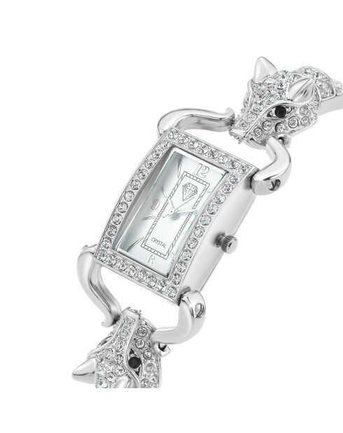 Elegante orologio decorato con scintillanti cristalli argentati