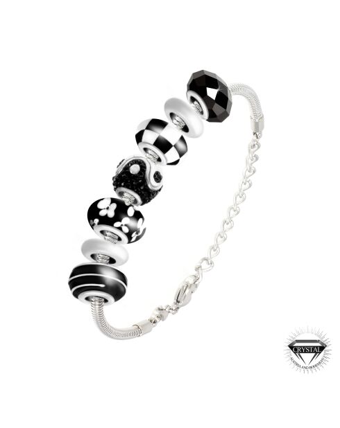 Bracciale in acciaio inossidabile con ciondolo e acciaio BEA126 argentato