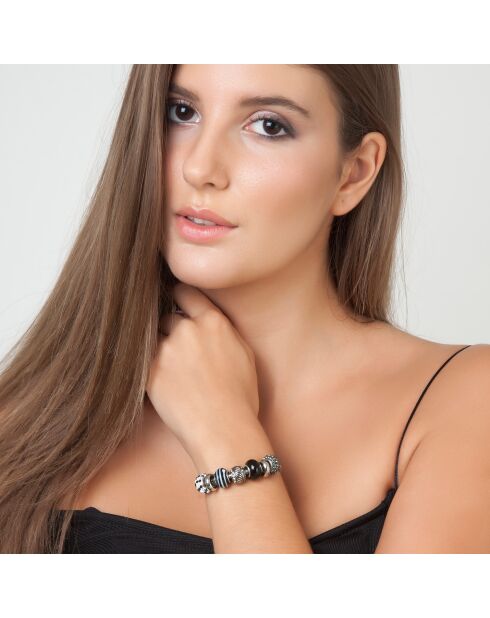 Bracciale in acciaio inossidabile con ciondolo e acciaio BEA126 argentato