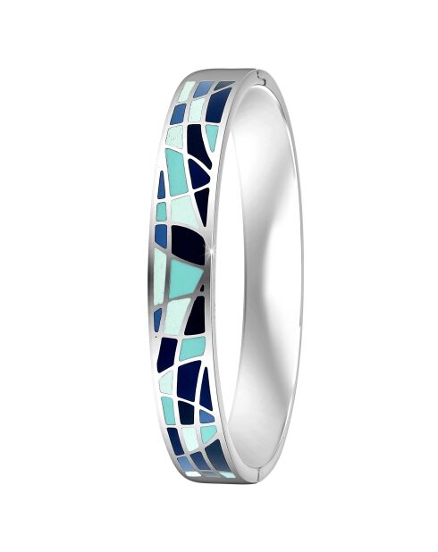 Bracelet en acier inoxydable en Résine colorée  bleu