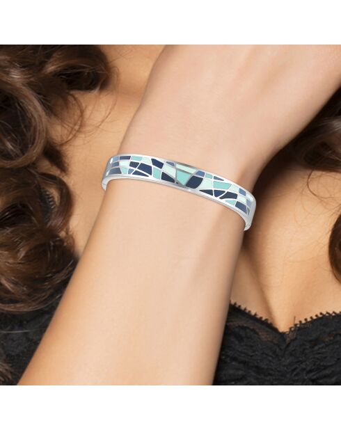 Bracelet en acier inoxydable en Résine colorée  bleu