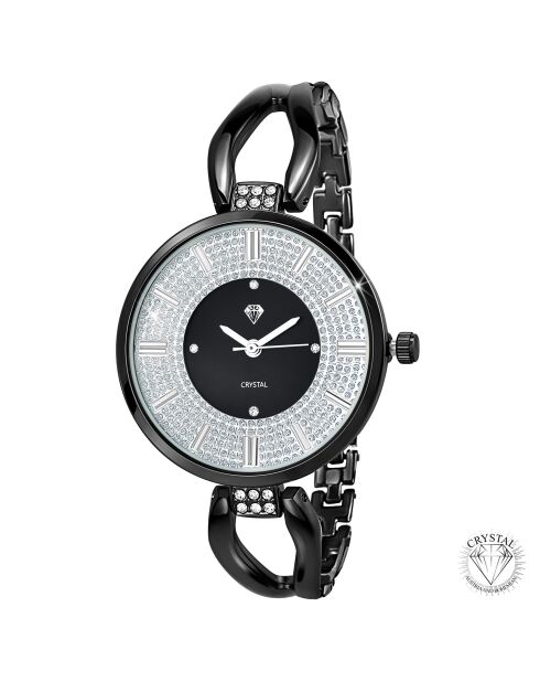Orologio nero decorato con cristalli neri scintillanti