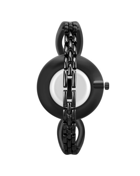 Orologio nero decorato con cristalli neri scintillanti