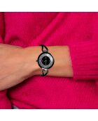 Orologio nero decorato con cristalli neri scintillanti