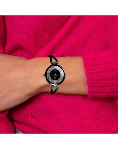 Orologio nero decorato con cristalli neri scintillanti