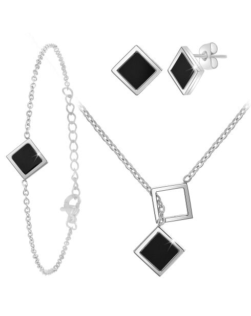 Parure en acier inoxydable B2539 argenté/noir