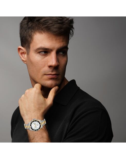 MH312-DFA Silber/Goldquarz-Herrenuhr