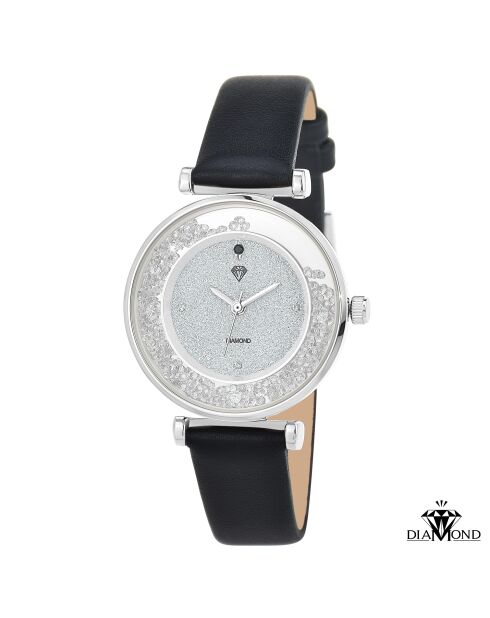 Montre élégante ornée d'un véritable diamant noire