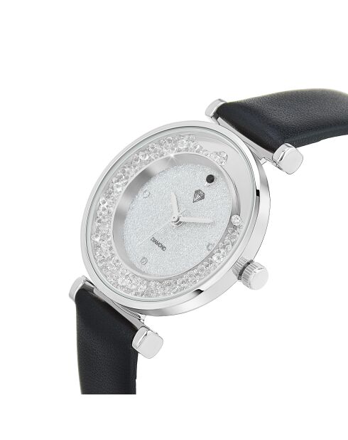 Montre élégante ornée d'un véritable diamant noire