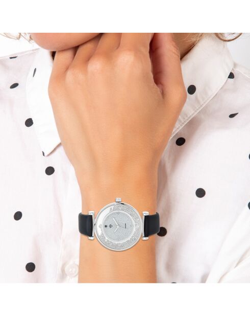 Montre élégante ornée d'un véritable diamant noire