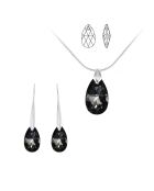 Parure ornée de cristaux Swarovski argenté/noir