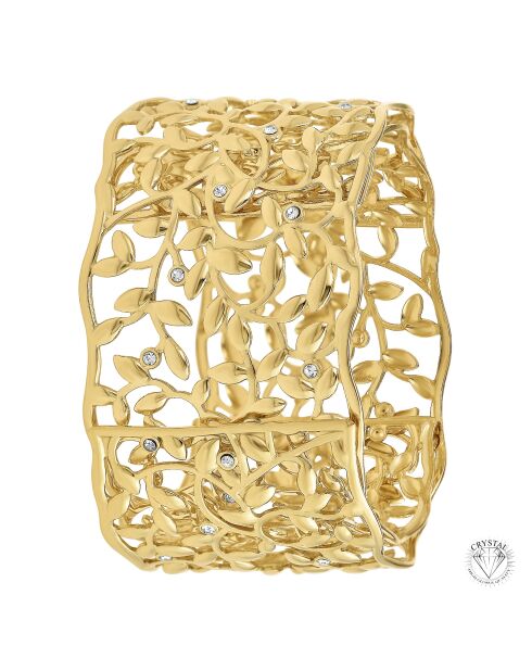 Edelstahlarmband, verziert mit funkelnden Goldkristallen