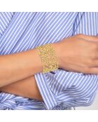 Brazalete de acero inoxidable decorado con brillantes cristales dorados