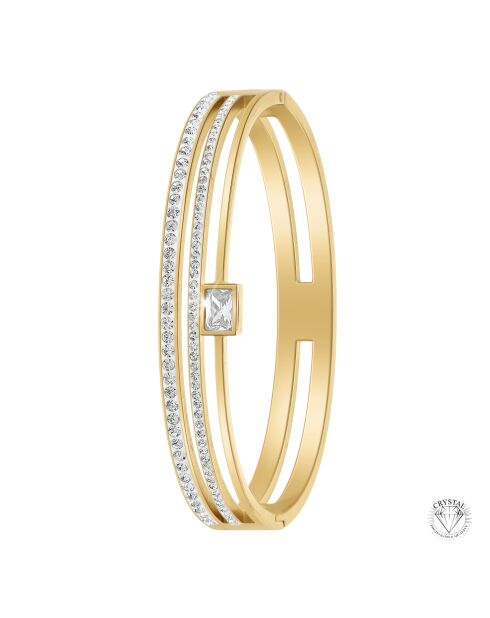 Edelstahlarmband, verziert mit funkelnden Goldkristallen