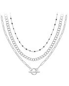 Lot de 3 colliers en acier inoxydable argenté