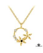 Collar de flores decorado con un diamante de oro negro auténtico