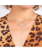 Mehrreihige Halskette, verziert mit einem echten silbernen weißen Diamanten