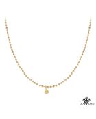 Catena a maglie sferiche decorata con un vero diamante in oro bianco