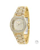 Montre ornée de Cristaux scintillants dorée