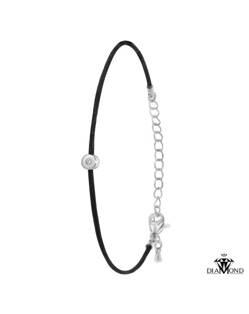 Bracciale in acciaio inossidabile decorato con un vero diamante nero
