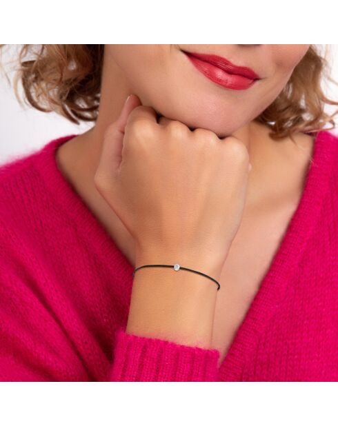 Bracciale in acciaio inossidabile decorato con un vero diamante nero