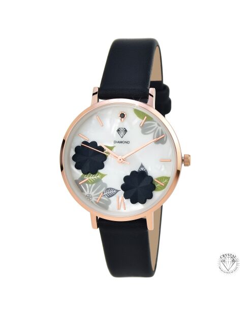 Montre élégante ornée d'un véritable diamant noire