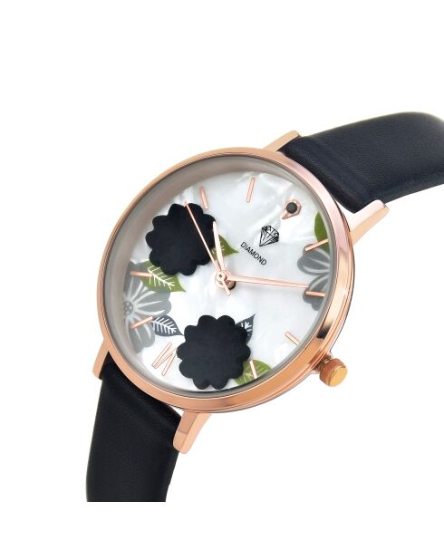 Montre élégante ornée d'un véritable diamant noire