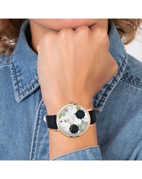 Montre élégante ornée d'un véritable diamant noire