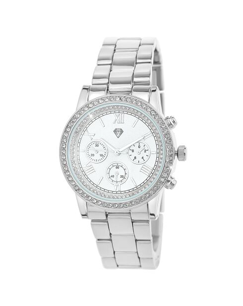 Montre ornée de cristaux Swarovski argentée