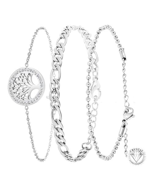 Set van 3 B2389 zilveren roestvrijstalen armbanden