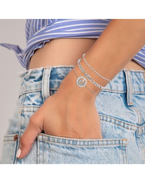 Set van 3 B2389 zilveren roestvrijstalen armbanden